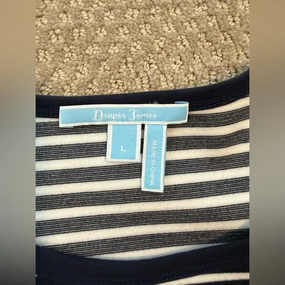 Draper James Navy and White Striped Long Sleeve Top - Picture 4 of 7